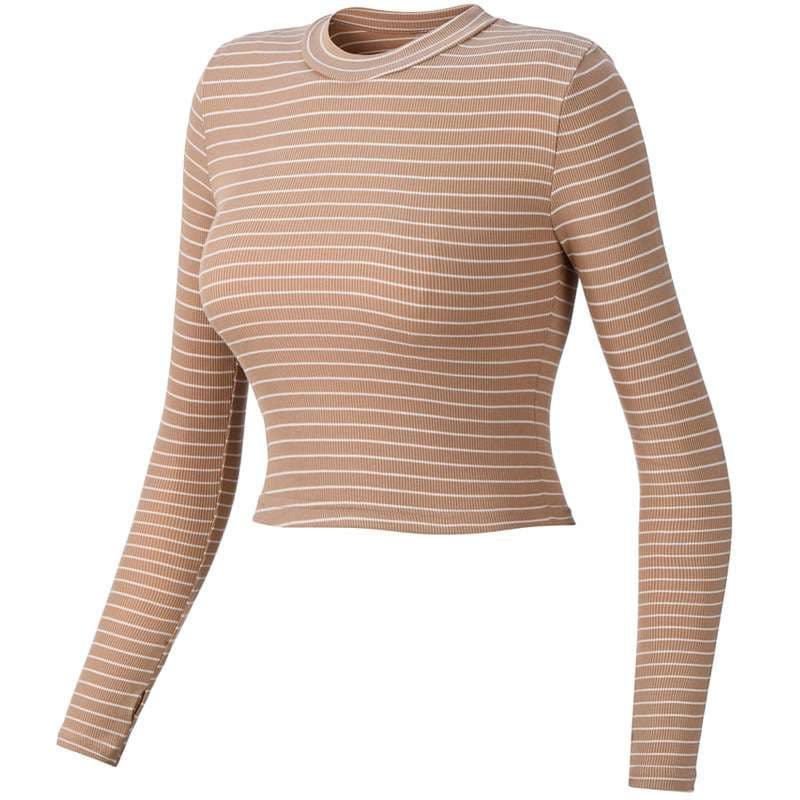 ヨガウェア スタイリッシュ ストライプ クロップトップ