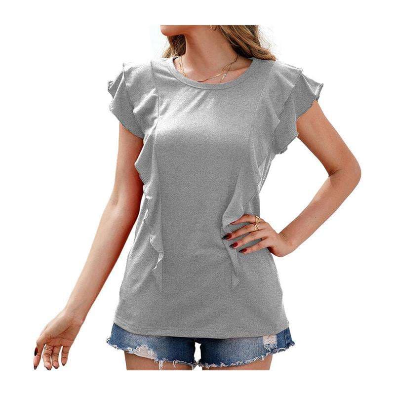 ヨガウェア フリル袖カジュアルTシャツ