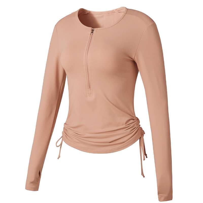 ヨガウェア スリムフィットジップアップヨガトップス
