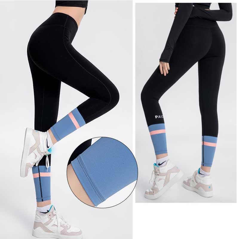 ヨガウェア ハイウエストヨガレギンス 吸汗速乾 配色デザイン