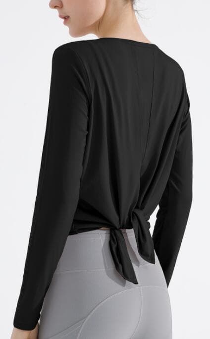 ヨガウェア レディース長袖ヨガトップス速乾バックオープンシャツ