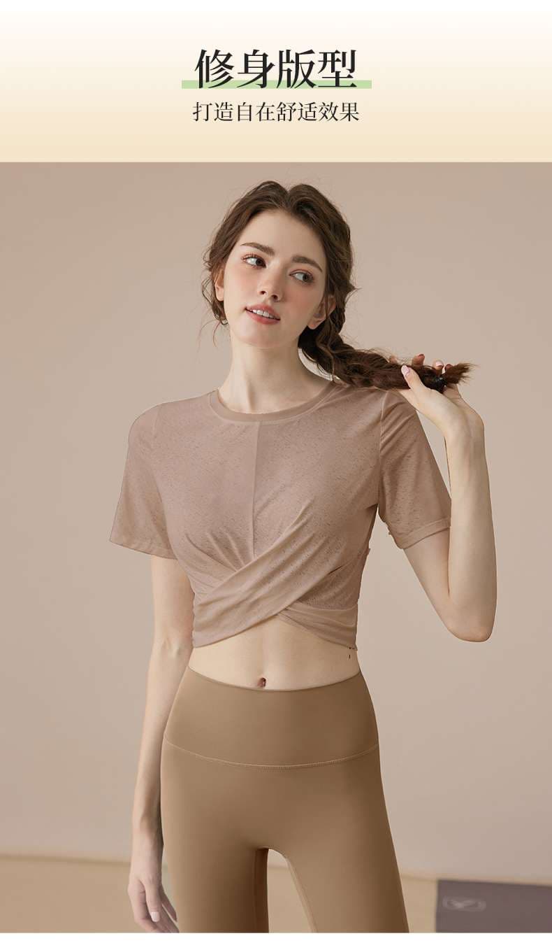 ヨガウェア クロスデザイン クロップドヨガトップス