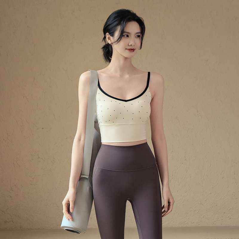 ヨガウェア ドット柄スポーツブラ ヨガトップス