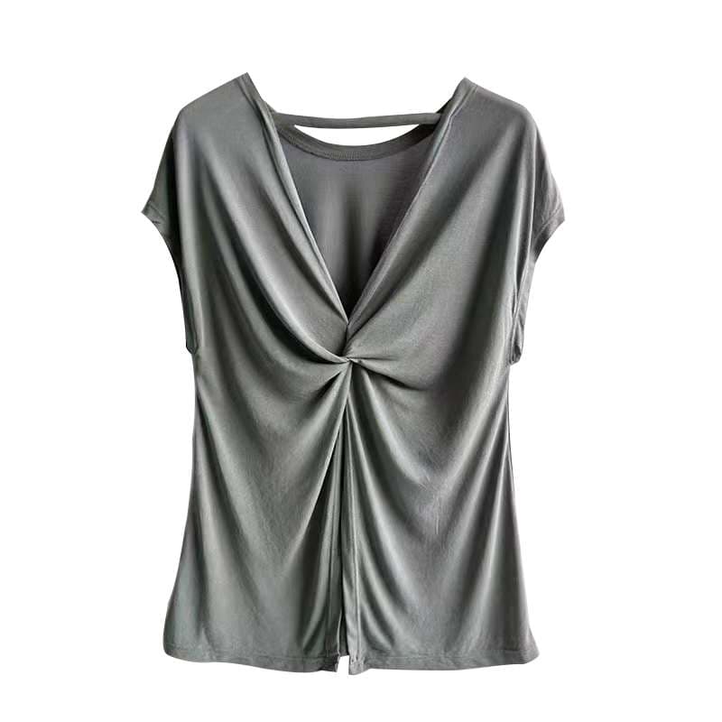 ヨガウェア 背中開きツイストデザインヨガトップス