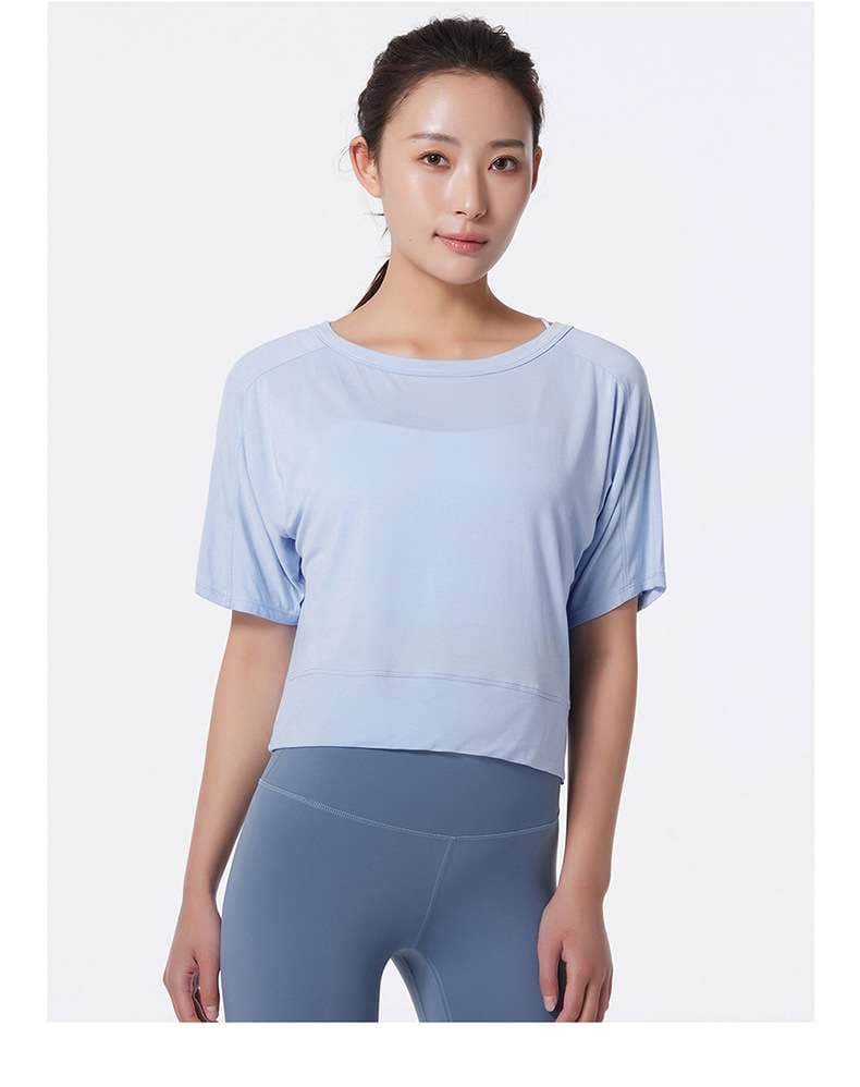 ヨガウェア バックオープンゆったりヨガTシャツ
