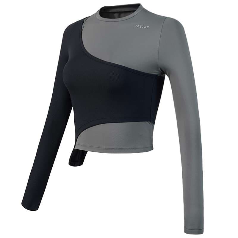 ヨガウェア スタイリッシュ2トーンヨガトップス