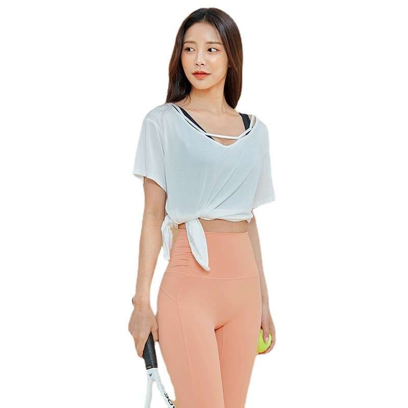 ヨガウェア サイドタイ ルーズフィット ヨガトップス