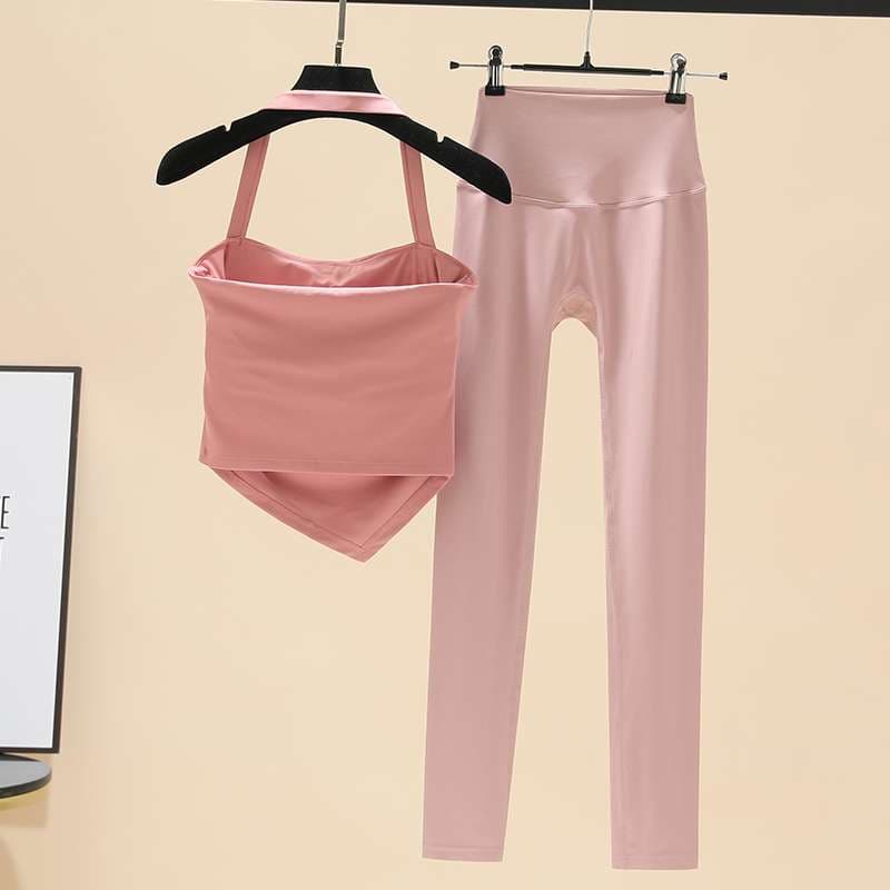 ヨガウェア エレガントヨガ ホルターネック&ハイウエストレギンスセット