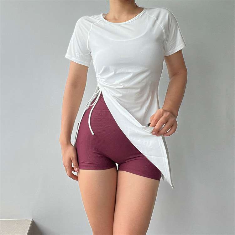 ヨガウェア サイドドローストリング付きセパレートトップス