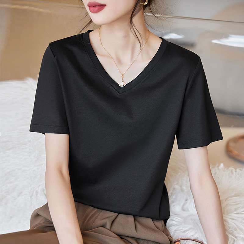 ヨガウェア シンプル Vネック 半袖 Tシャツ