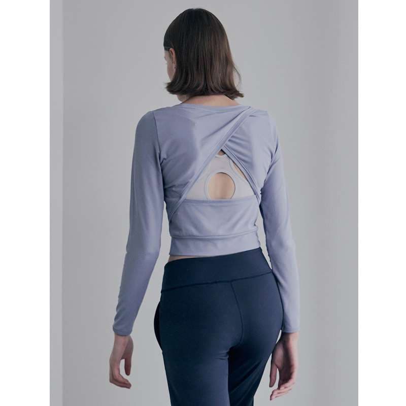 ヨガウェア バックオープンクロスデザインヨガトップス