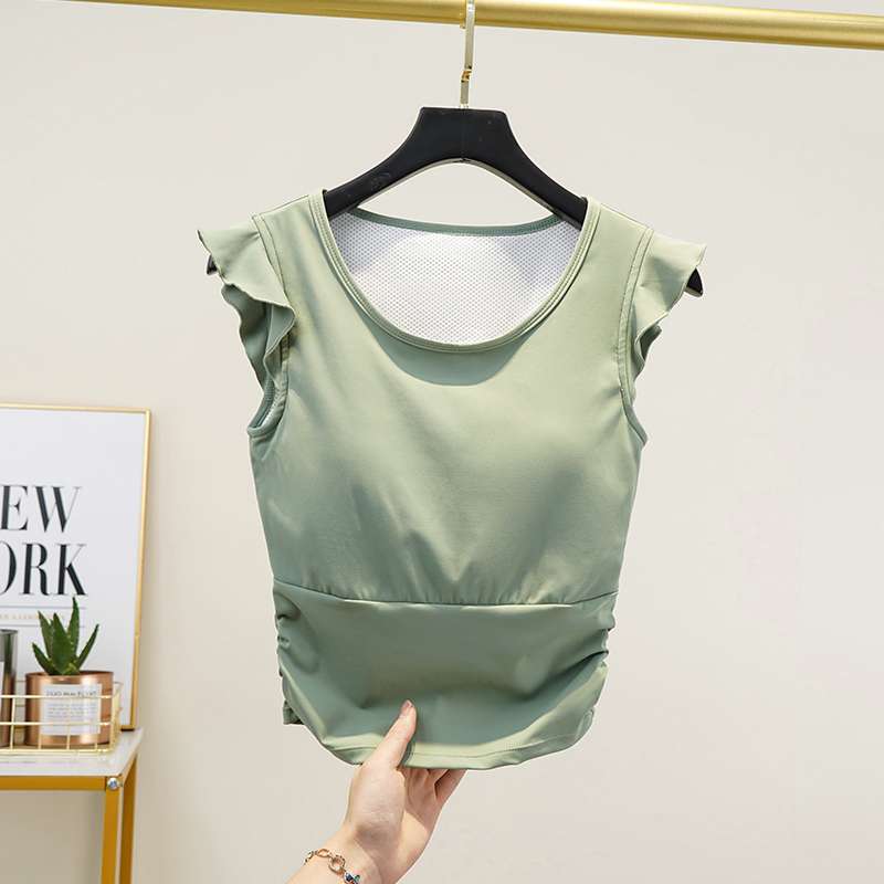 ヨガウェア 取り外し可能パッド付きヨガタンクトップ