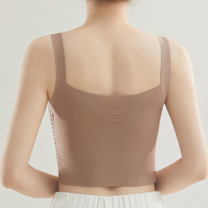 ヨガウェア タンクトップ 内蔵カップ付き無地ショート丈タンクトップ