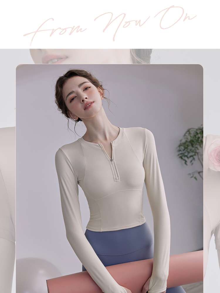 ヨガウェア スムースジップアップヨガトップス