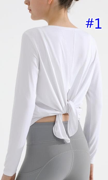 ヨガウェア レディース長袖ヨガトップス速乾バックオープンシャツ