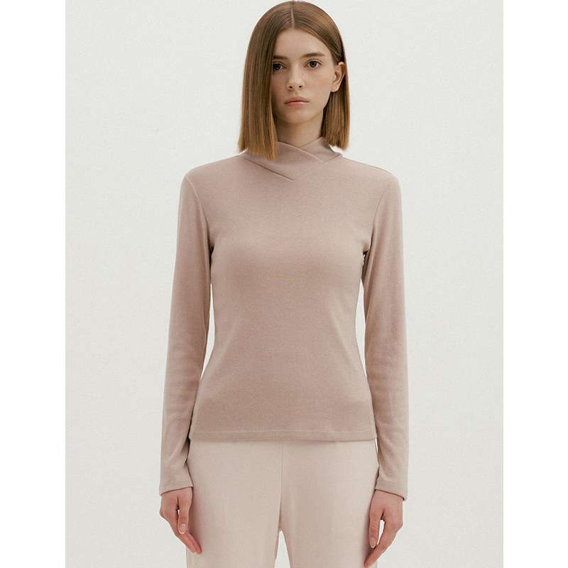 ヨガウェア エレガントモックネックヨガトップス