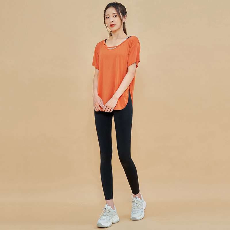 ヨガウェア サイドタイ ルーズフィット ヨガトップス