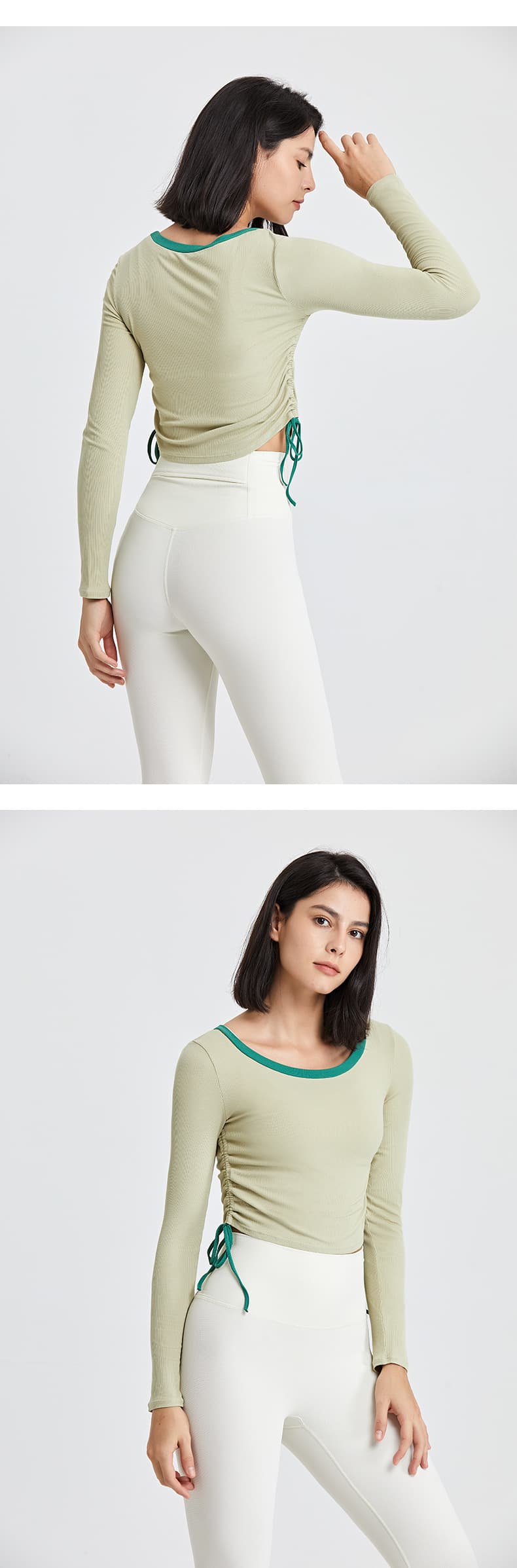 ヨガウェア 2025新作 サイドシャーリング長袖ヨガトップス