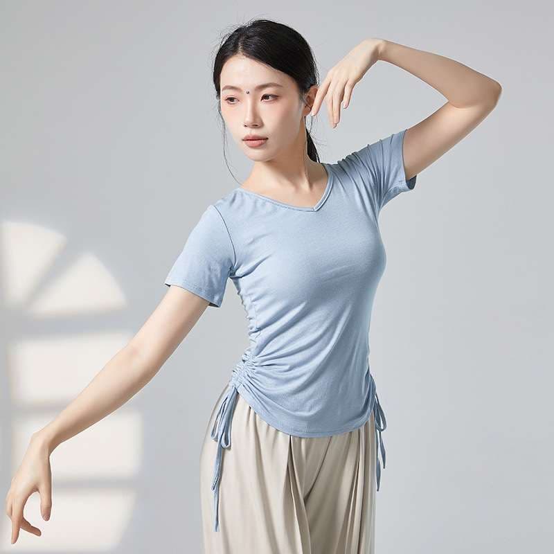 ヨガウェア サイドシャーリングヨガTシャツ