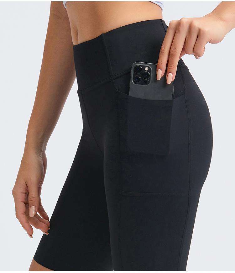 ヨガウェア ハイウエスト サイドポケット ヨガショートパンツ