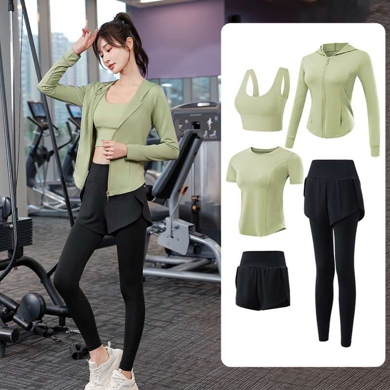 ヨガウェア スポーツウェア5点セット 上下セットアップ