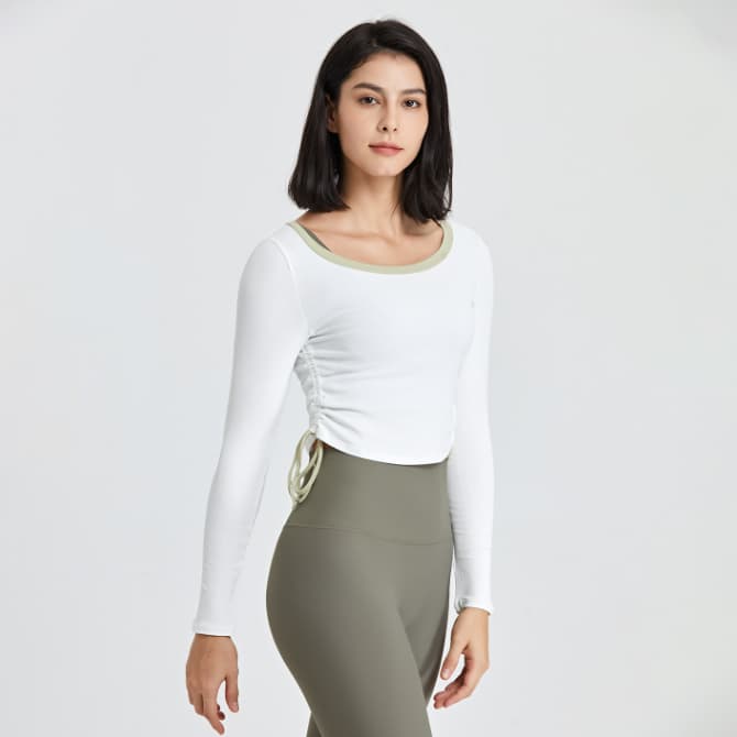 ヨガウェア 2025新作 サイドシャーリング長袖ヨガトップス