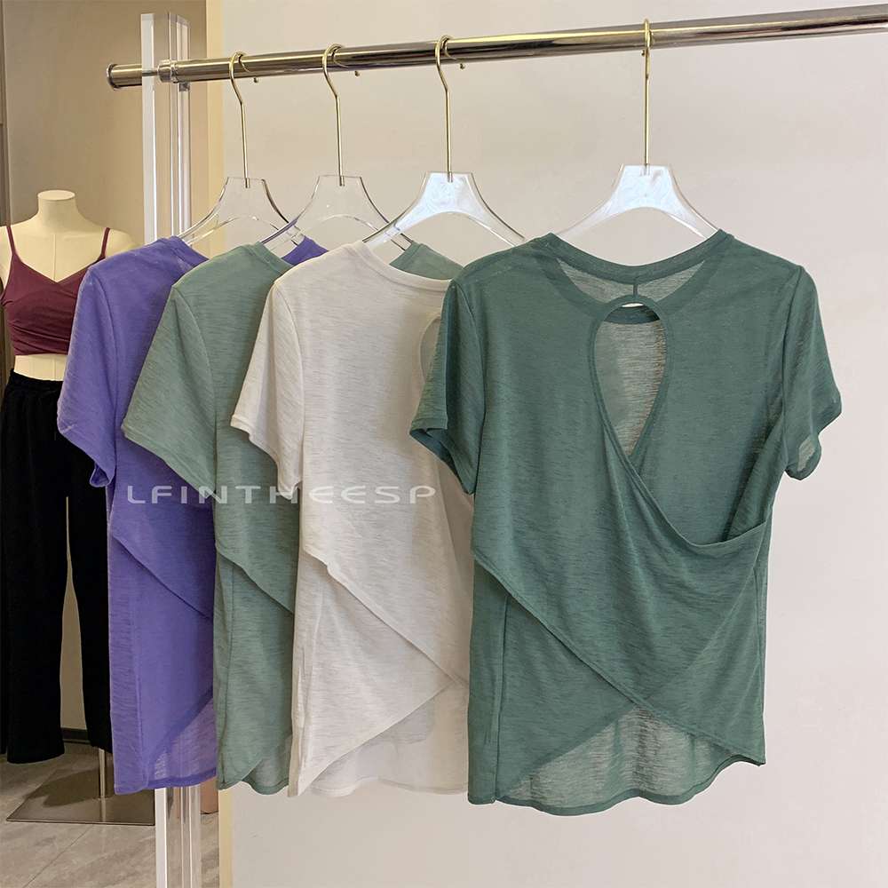 ヨガウェア エアリーバックデザインヨガTシャツ