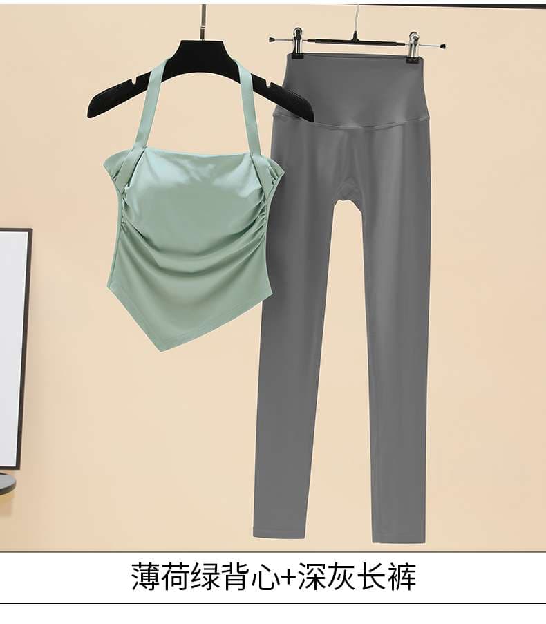 ヨガウェア エレガントヨガ ホルターネック&ハイウエストレギンスセット