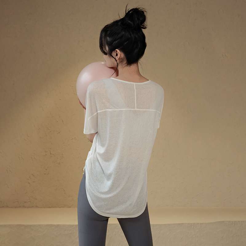 ヨガウェア サイドリボン ゆったりヨガトップス