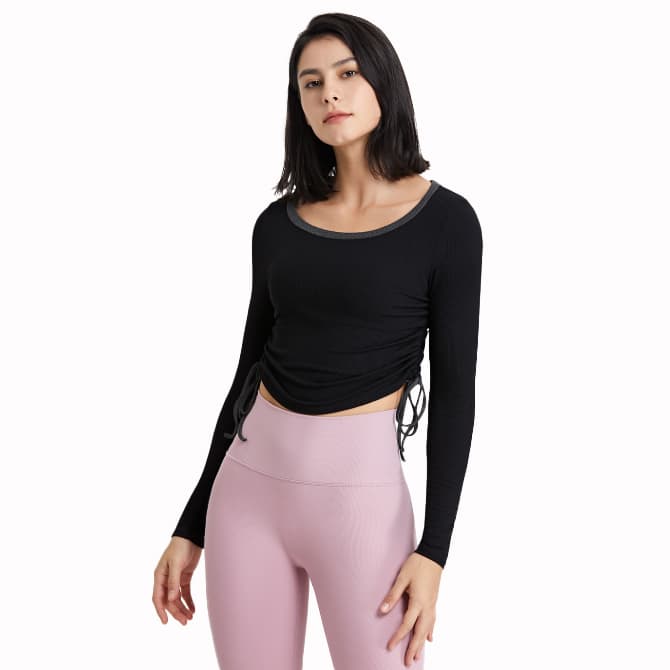 ヨガウェア 2025新作 サイドシャーリング長袖ヨガトップス
