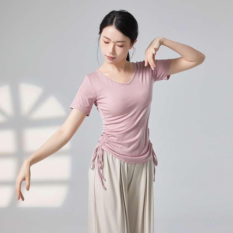 ヨガウェア サイドシャーリングヨガTシャツ