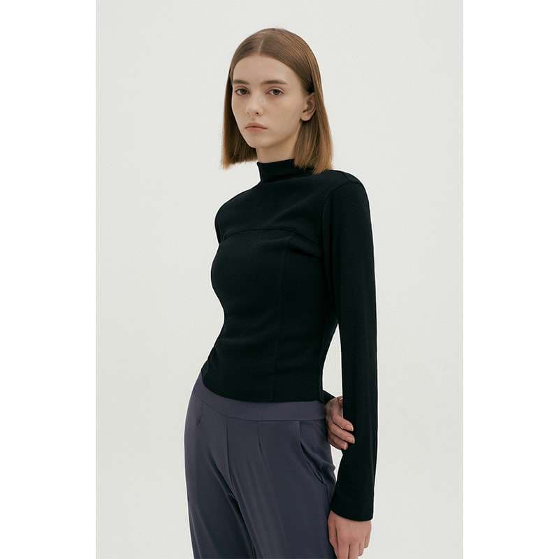 ヨガウェア エレガントモックネックヨガトップス