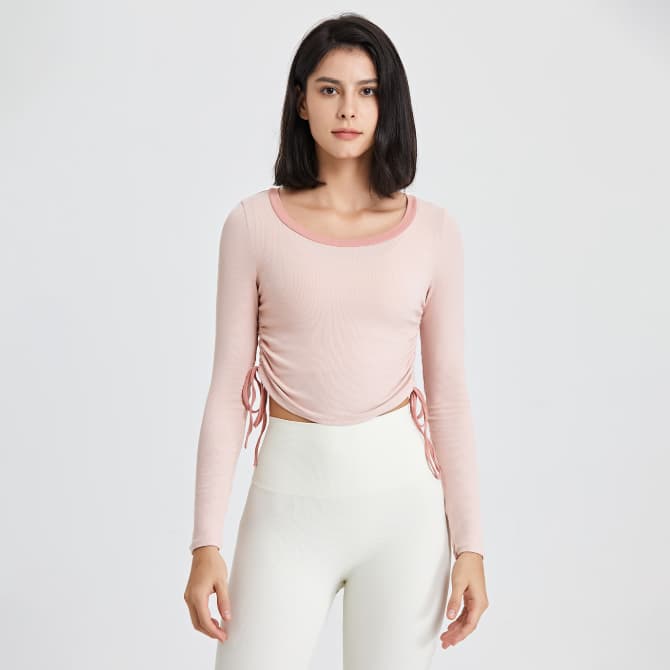 ヨガウェア 2025新作 サイドシャーリング長袖ヨガトップス