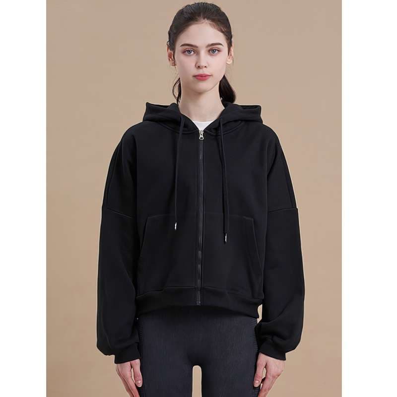 ヨガウェア リラックスフードジップアップパーカー