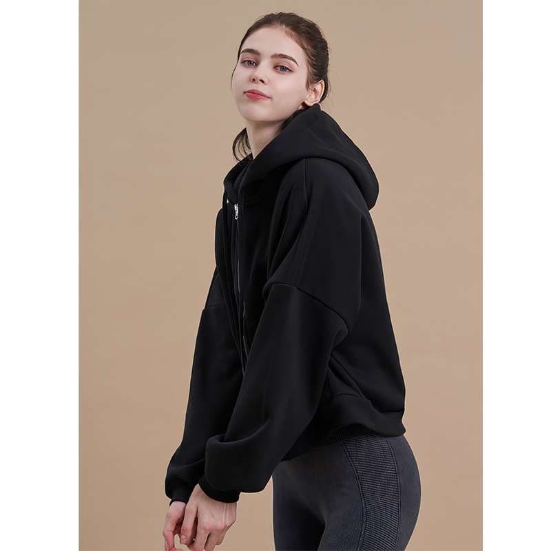 ヨガウェア リラックスフードジップアップパーカー