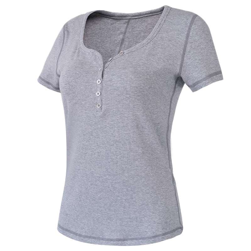 ヨガウェア スリムフィットヘンリーネックTシャツ