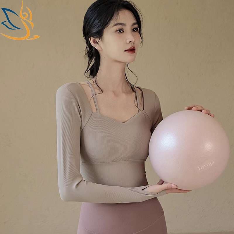 ヨガウェア スリムフィットロングスリーブヨガトップス