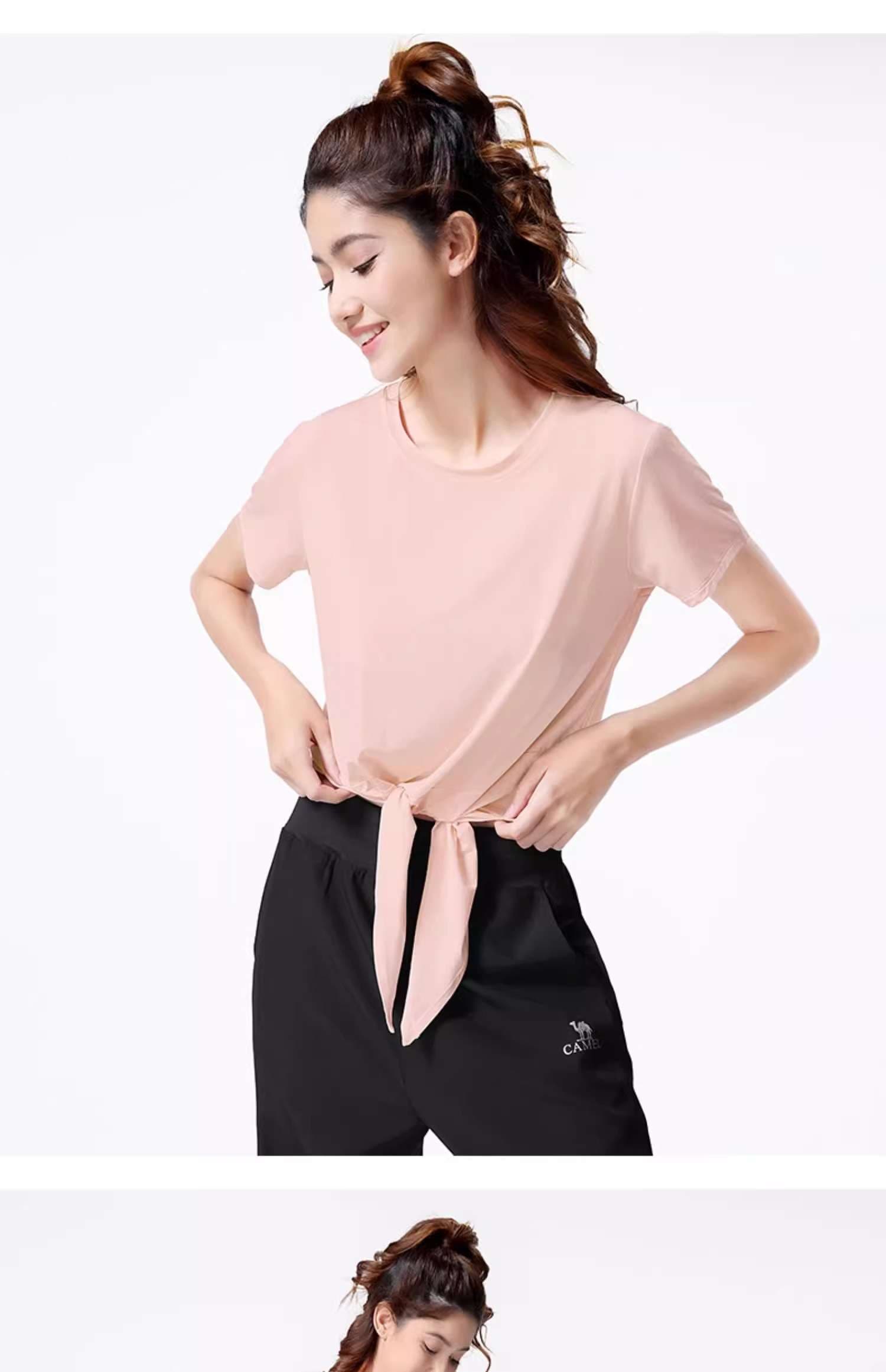 ヨガウェア 結び目付きリラックスTシャツ